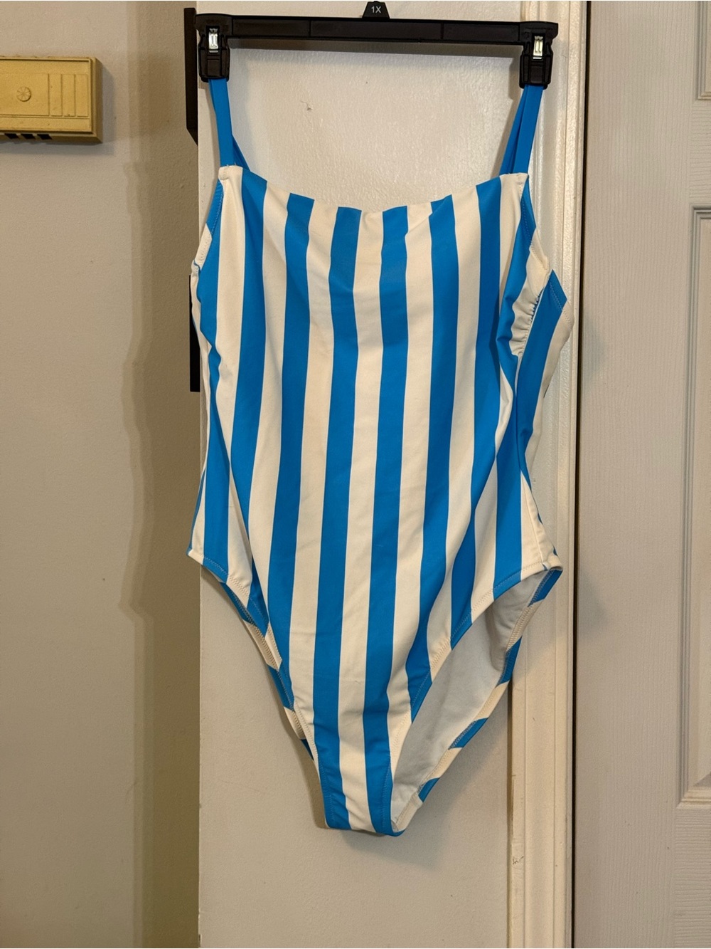Women’s Shade and Shorea Blue and White Striped One-Piece Swimsuit Sz 14